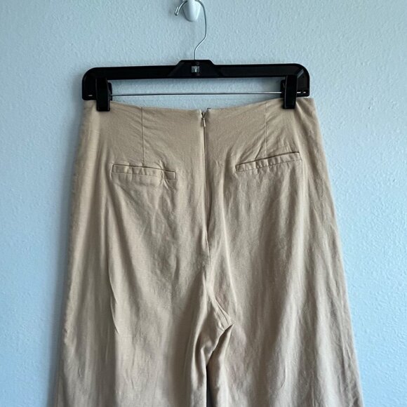 Lovers and Friends High Waisted Linen Blend Cropped Pants Lined Khaki Medium - Picture 6 of 12
